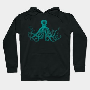 Octopus | Vintage Octopus | Tentacles | Sea Creatures | Nautical | Ocean | Sea | Beach | Teal | Hoodie